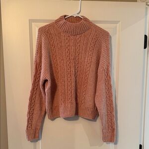 Rachel Zoe Cozy Cable Knit Mock Neck Sweater - Dusty Rose